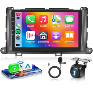 4 Core+64G Android 15 Car Stereo for Toyota Sienna 2011-2014 with Wireless Carplay Android Auto, 9 Inch Touch Screen Radio Support GPS/WiFi/Bluetooth/SWC+Backup Camera