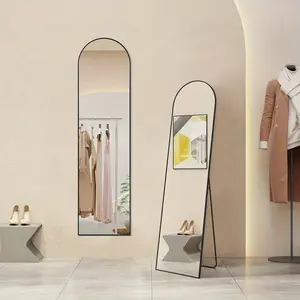 OLIXIS Arched Full Body Mirror with Stand - Floor Mirror Suitable for & Office, Shatterproof Nano Glass & Aluminum Alloy Frame, Arched Vertical Mirror, Moisture-Resistant Grooming Mirror