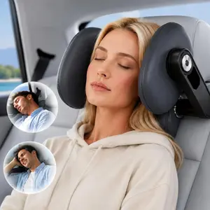 Ergonomic Car Neck Pillow Multifunctional Headrest & Side Pillow Adjustable Slide & Rotate, Premium Memory Foam for Neck Support & Comfortable Sleep, with Hooks for Bags & Phone/Tablet Holder, Extra Storage, Suitable for Adults & Kids, Ideal Gift
