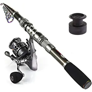 Telescopic Fishing Rod Reel Combos with Carbon Fiber Fishing Pole Spinning Reels and Fishing Accessories