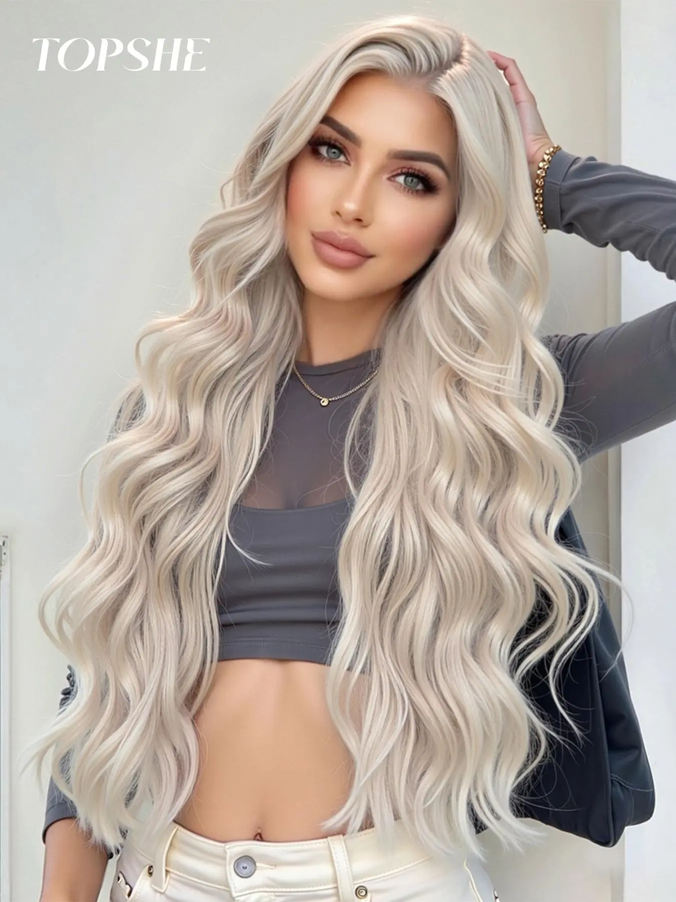 30 Inch Long Wavy Fashion Wigs for Women, Natural Fluffy Wigs without Bangs, Breathable Synthetic Lace Front Wigs for Party, Daily Use, Daily Wear Wig, Glueless Lace Frontal, Loose Wave Wig, Synthetic Hair Wigs