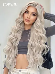 30 Inch Long Wavy Wigs for Women, Natural Fluffy Wigs without Bangs, Breathable Synthetic Lace Front Wigs for Party, Daily Use, Glueless Lace Frontal