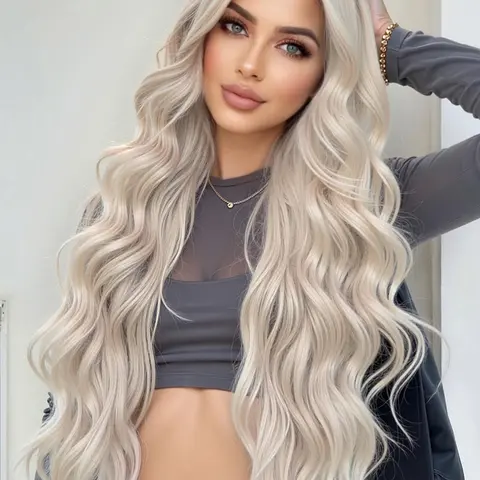 30 Inch Long Wavy Fashion Wigs for Women, Natural Fluffy Wigs without Bangs, Breathable Synthetic Lace Front Wigs for Party, Daily Use, Glueless Lace Frontal, Loose Wave Wig, No Glue Wig, Synthetic Hair Wigs