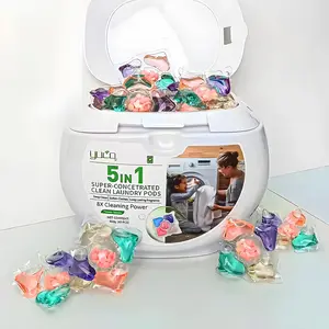 YUCO Pods Laundry Detergent Hypoallergenic,Powerful 5IN1 Detergent Pod,Scent Beads New Formula,Helps to Keep Garment Fresh Clean,Soft and Fragrant (Floral Ocean,1 Box of 40 Pod,Net 8g/pod,Net 320g)