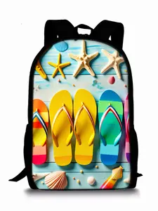 Sandals and Shell Pattern Print Single-Layer Backpack