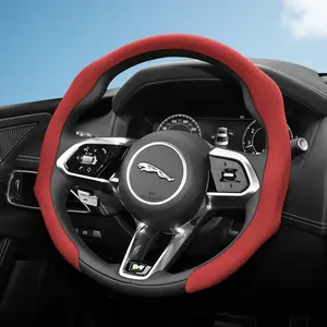 For JAGUAR NAPPA Perforated Leather Steering Wheel Cover Anti-slip Breathable Quick-install Design All-season For F-PACE/E-PACE/I-PACE/F-TYPE/XF Black Mocha Brown Orange Red Green White