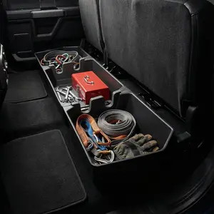 Rear Underseat Storage Box for 2015-2025  F-150 & 2017-2025  F-250 F-350 F-450 F-550 Super Duty, Heavy-Duty  Seat Organizer with Dividers, Non-Slip   Under Seat Storage
