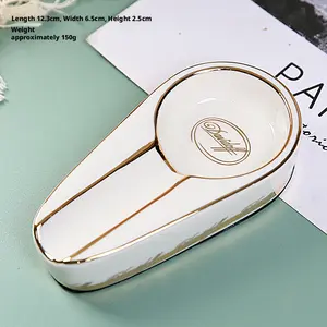 Luxury Gold Trim Ceramic Ashtray for Tabletop Decoration