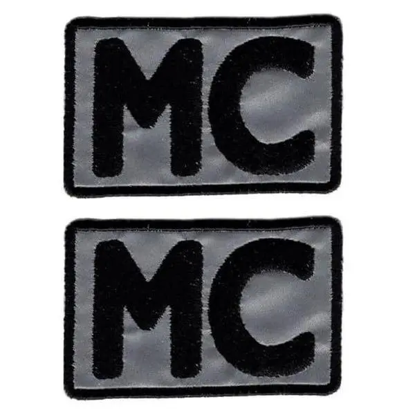 MC Motorcycle Club Outlaw Embroidered Biker Patch [3.0 Inch Iron On, Sew On](Reflective) 2 Piece for Vest, Jackets, Pack Backs, Hats, Tactical Gears