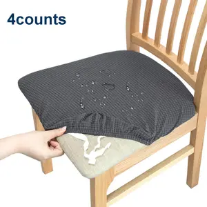 Chair Seat Cover, 4 Counts Waterproof Chair Seat Protector, Elastic Chair Cover, Household Textiles for Kitchen Dining Room, Dining Chair Slipcover