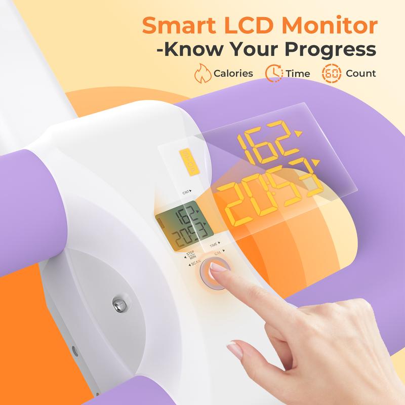 Adjustable Home Ab Machine - Foldable Trainer with Knee Support, LCD Monitor & Phone Holder. Supports 400 LBS