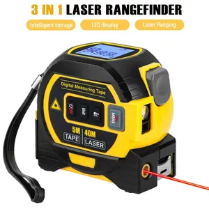 Three in one laser digital tape measure 40M/60M LCD display automatic locking rangefinder area and volume measuring tool metric imperial woodworking decoration home construction surveying interior design home hardware tools DIY, Measuring instrument