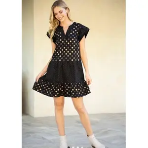 Melania Metallic Dotted Dress