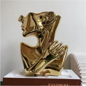 Ceramics Statue Flower Vase  Pots Bust  Shaped for Birthday Gifts Home Office Decoration ()