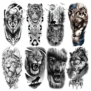 Animal Pattern Temporary Tattoo Sticker, 8 Counts/set Waterproof Body Art Sticker, Long Lasting Fake Tattoo Sticker for Women & Men, Sticker Tattoos, Henna Stickers, Temporary Tattoo Kit