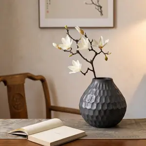 Modern Minimalist Small Vase, Carved Irregular Shape Ceramic Flower Vase, Living Room Entry Table Centerpiece, Kitchen Decor, Wedding Gift