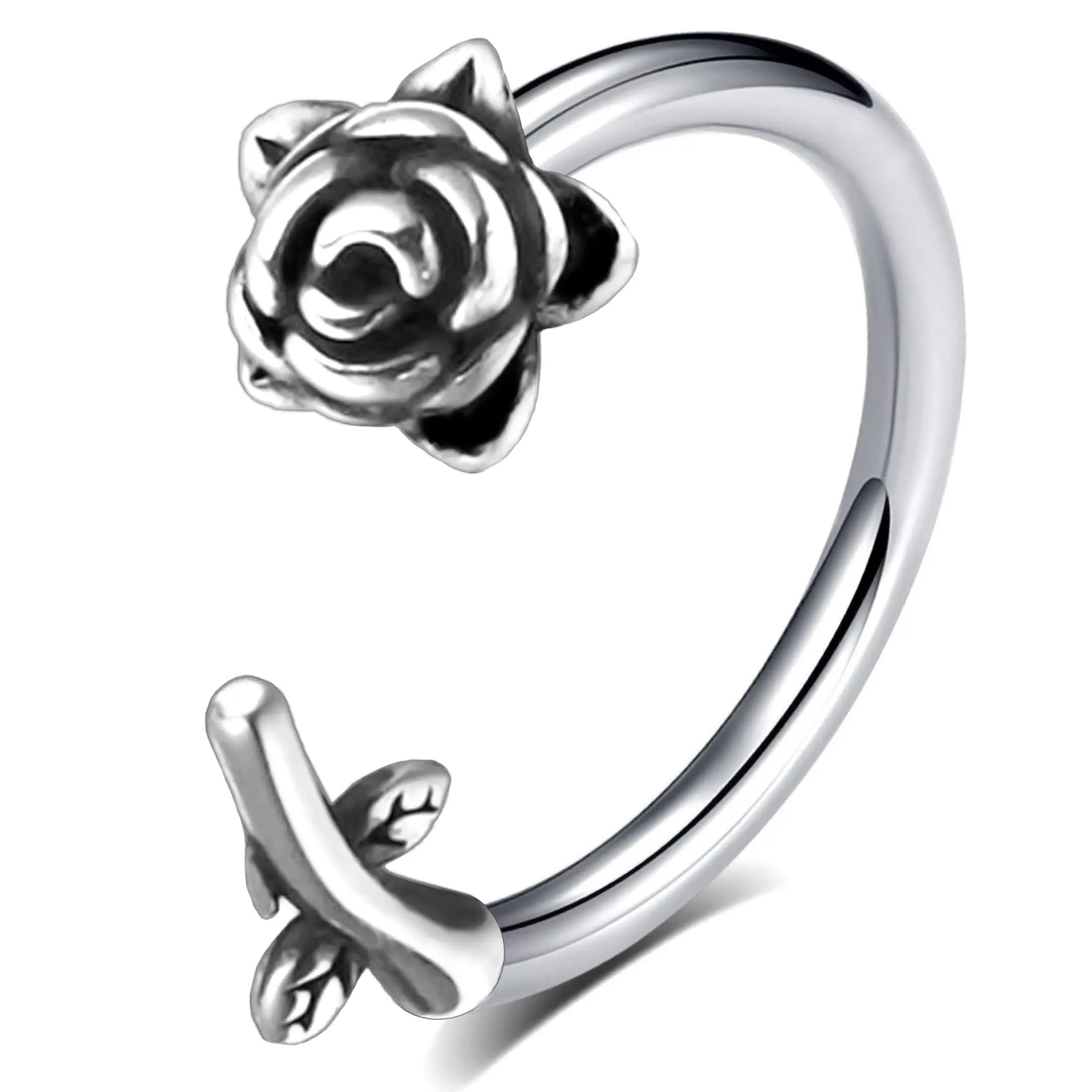 16g Rose Flower Lip Rings Steel Snake Bite For Bites Piecing  Horseshoe Labret 16 Gauge