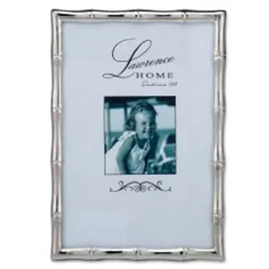 212 MAIN 4x6 in. Bamboo Photo Frame - Silver Metal, Glass Insert, Contemporary Stylish Display, Horizontal/Vertical Decor for Baby & Maternity Room