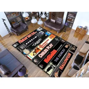 Horror Movie Themed Rug, Nostalgic Retro Style Rug, Runner Rug,Vhs Case Themed Horror Rug,Home Theater TV Room,Movie Room Rug, Boy room Rug