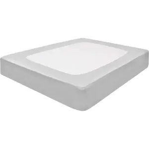 Silver Box Cover Queen Size - 100% Cotton Elastic Wrap Around 4 Sides Fits Queen Size Beds, Soft, Washable - Bed Skirt Alternative Bed Frame Cover Silver