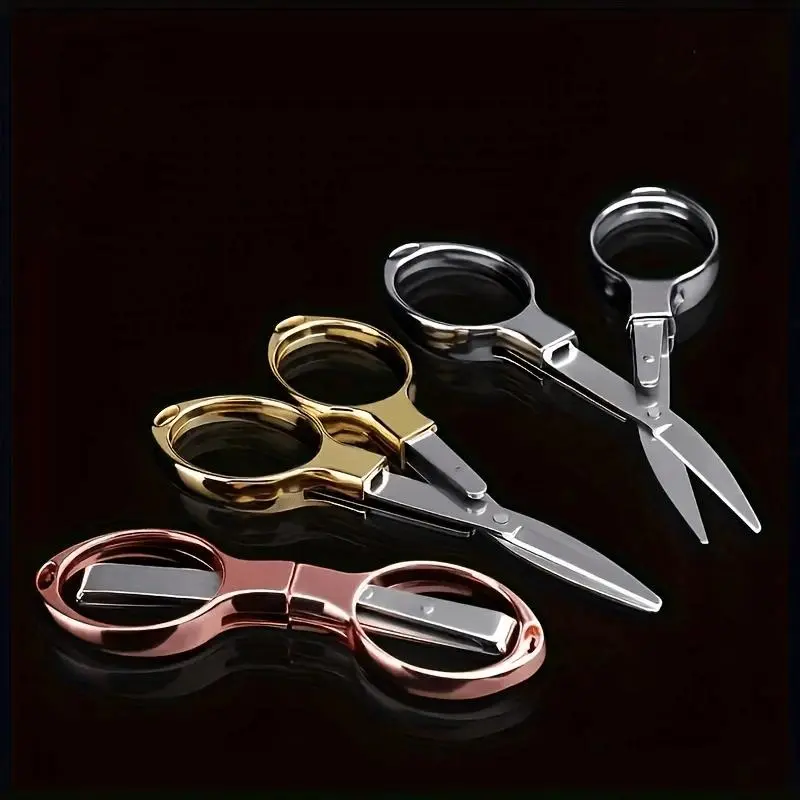 2pcs stainless steel folding scissors: with a telescopic handle design, it is compact, durable, and versatile, making it convenient to carry for travel, home, and office use