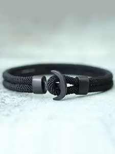 Anchor Design Unisex Bracelet, Double-Layer Braided Rope, Minimalist Street Style Jewelry, Perfect Gift for Him Her