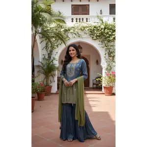 Grey and Green shade Gharara