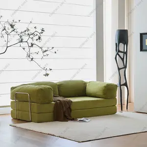 Compact Sofa - Affordable Boneless Cloud Sectional Couch Ultra-Comfy Corduroy Fabric & High-Density Sponge Multi-Functional Futon Couch for Living Room Guest Bed or Nursery Fits Any Space  Lounging Area Adjustable Armrests Ergonomic Neck Support