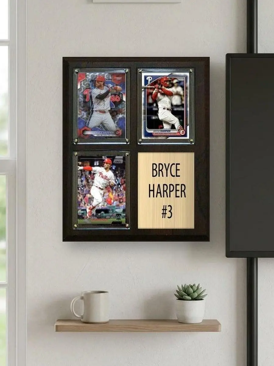 Bryce Harper 34 3 Card Plaque Topps Bowman 2025 2026 Philadelphia Phillies