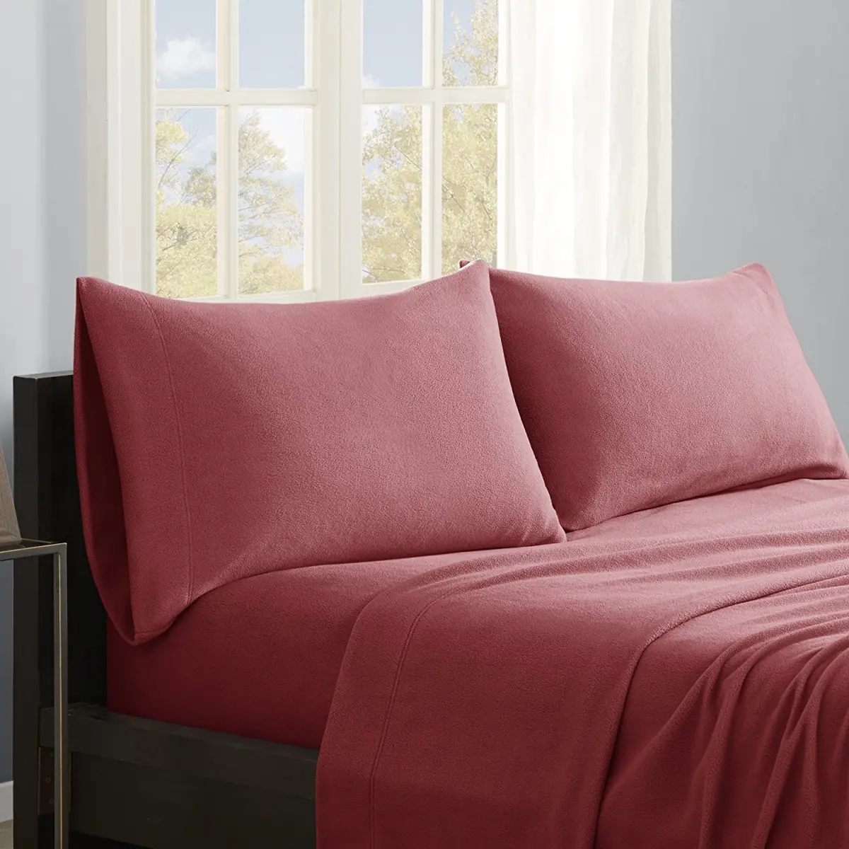 True North SHET20-535 Full Size Soft Texture Micro Fleece Sheet Set, Home Bedding - Red