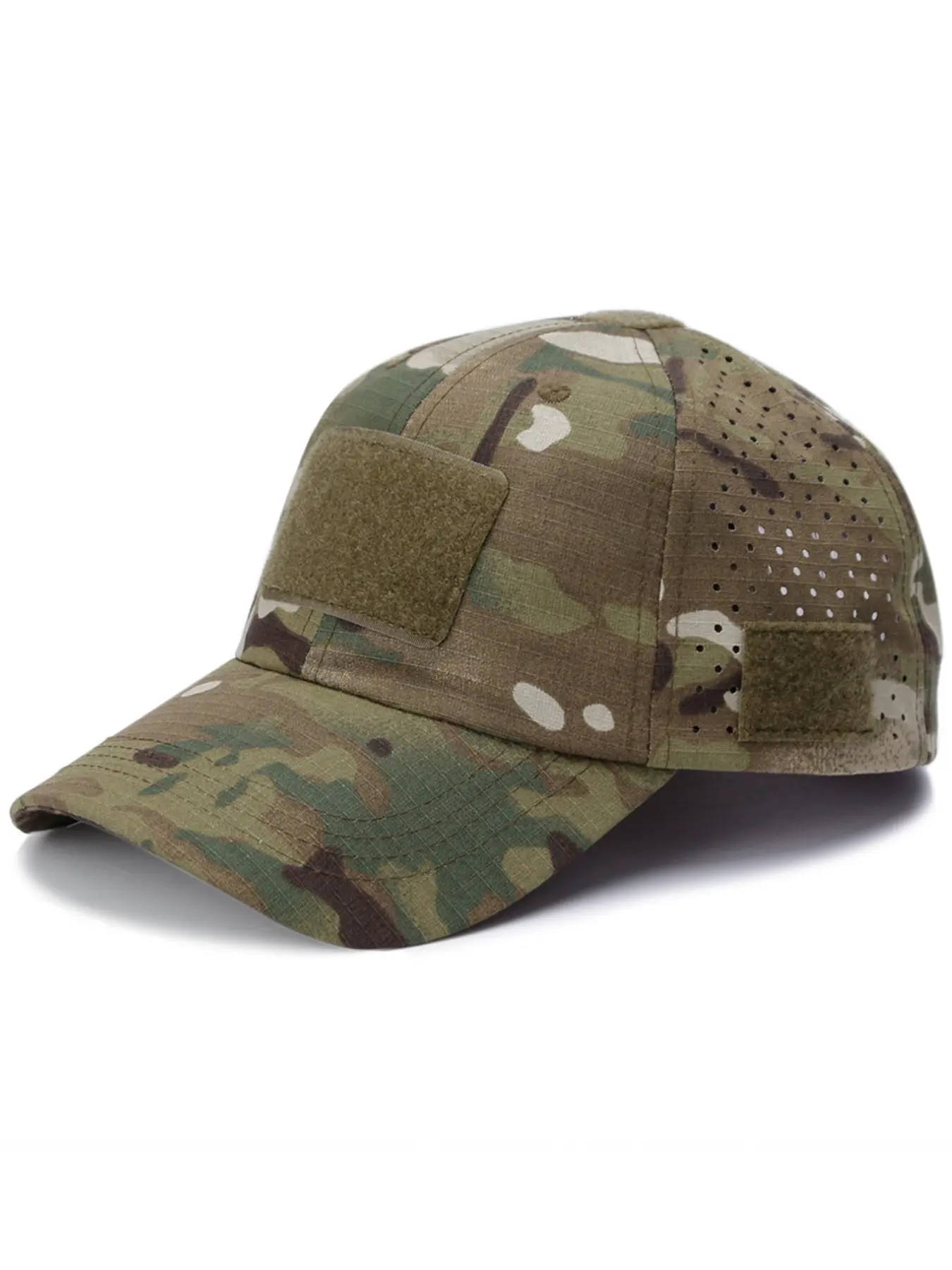 Pull Patch Multicam Camo Curved Bill Snapback Trucker Hat Outdoor Work Hat | Tactical Cap Polyester Outdoor Headwear