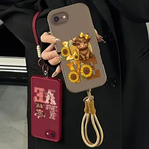 Cute Cow Love Pattern Phone Case for iPhone/Samsung Galaxy, iPhone 16e case, Protective Silicone Cover, Durable Protection, Shockproof Drop—975