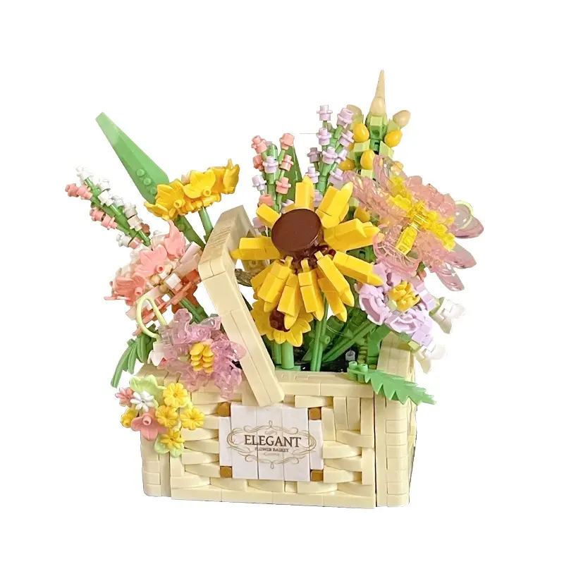Flower Bouquet Building Kit with LED Lighting - 1260 PCS vibrant sunflower Sets with Cover Botanical Building Blocks | Birthday Mini Bricks Valentines Day Gift for Adult Girlfriend Wife