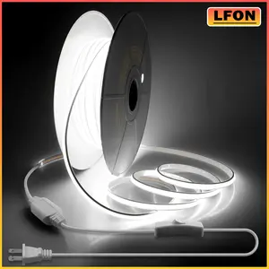 10M COB Led Strip Lights for Outdoor , Waterproof LED Rope Lights ,110-120V Connectable Led Flexible COB Light ，High Density 288LEDs/M Daylight White 6000k for Indoor Ceiling ，Kitchen Cabinet Closet， Store Advertising，Restaurant, hotel, library decorate
