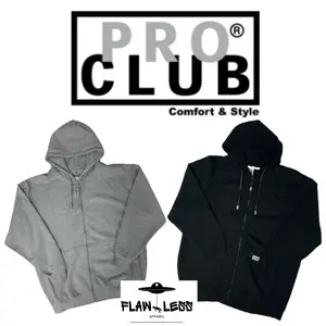 Pro Club Men's Full Zip Up Hoodie Front Pockets Casual Streetwear Heavyweight Fabric