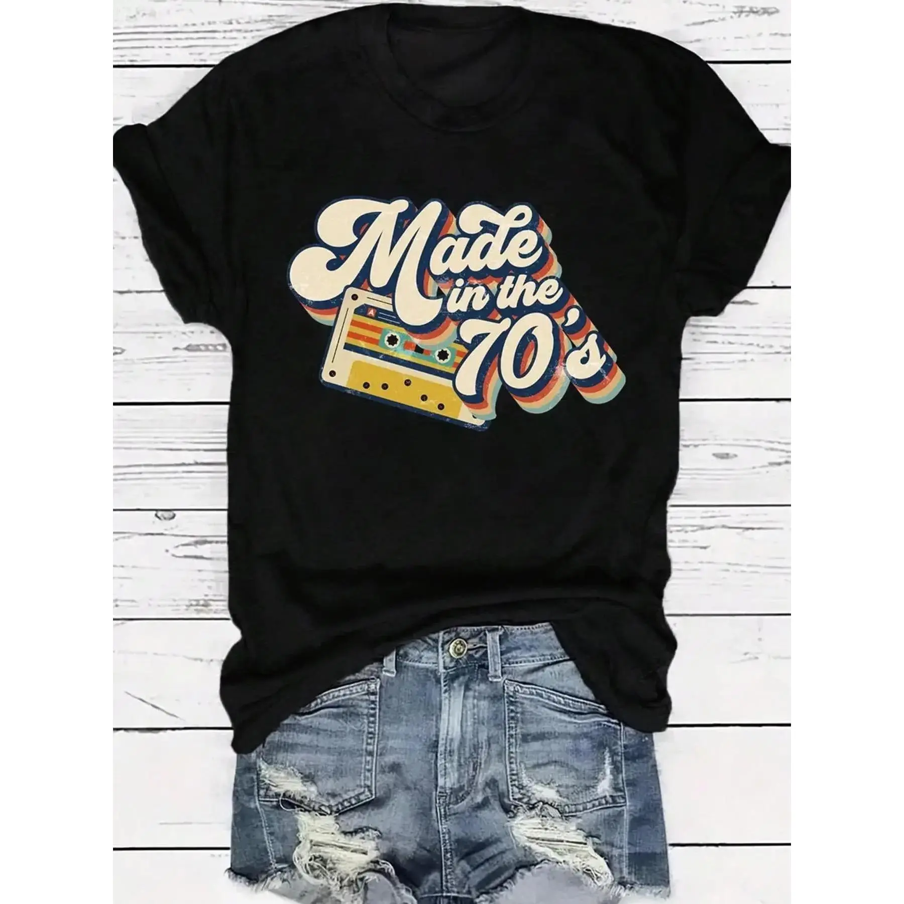 Men's 1973 Vintage Graphic T-Shirt - Comfortable Short-Sleeve 100% Cotton Top for Casual Daily Wear & Fitness, Tshirt, Shortsleeve, Soft, Vintage T-Shirts, All Seasons, Fashion, Do Not Bleach, Lightweight, Menswear, Simple, Graphic Print, Short-Sleeve Tee