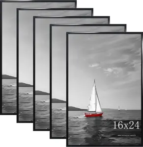 16x24 Poster Frame Set of 5, 16x24 Frame Black for Wall Mounting Vertically or Horizontally, Gallery Wall Picture Frame