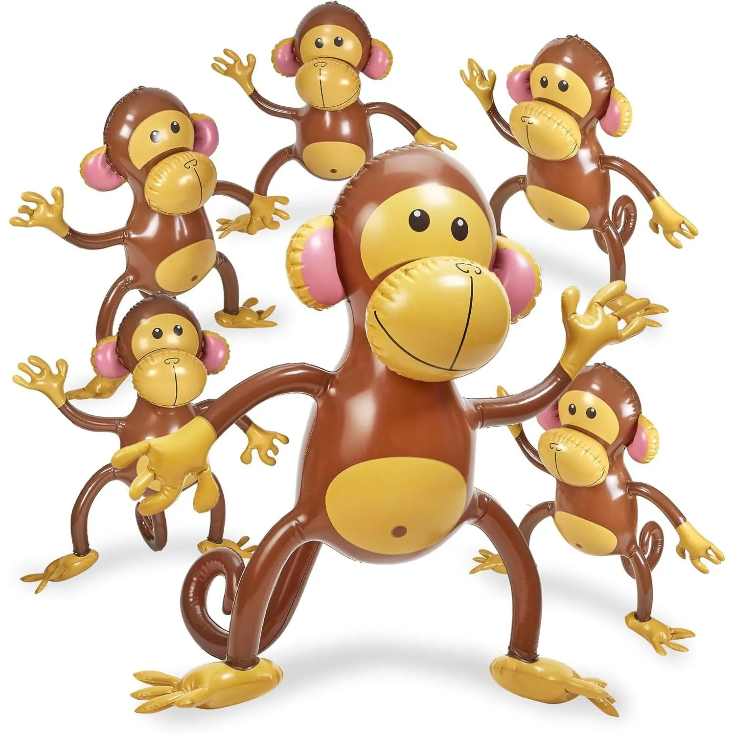 Playbees Large Inflatable Monkey 27" - Pack of 6
