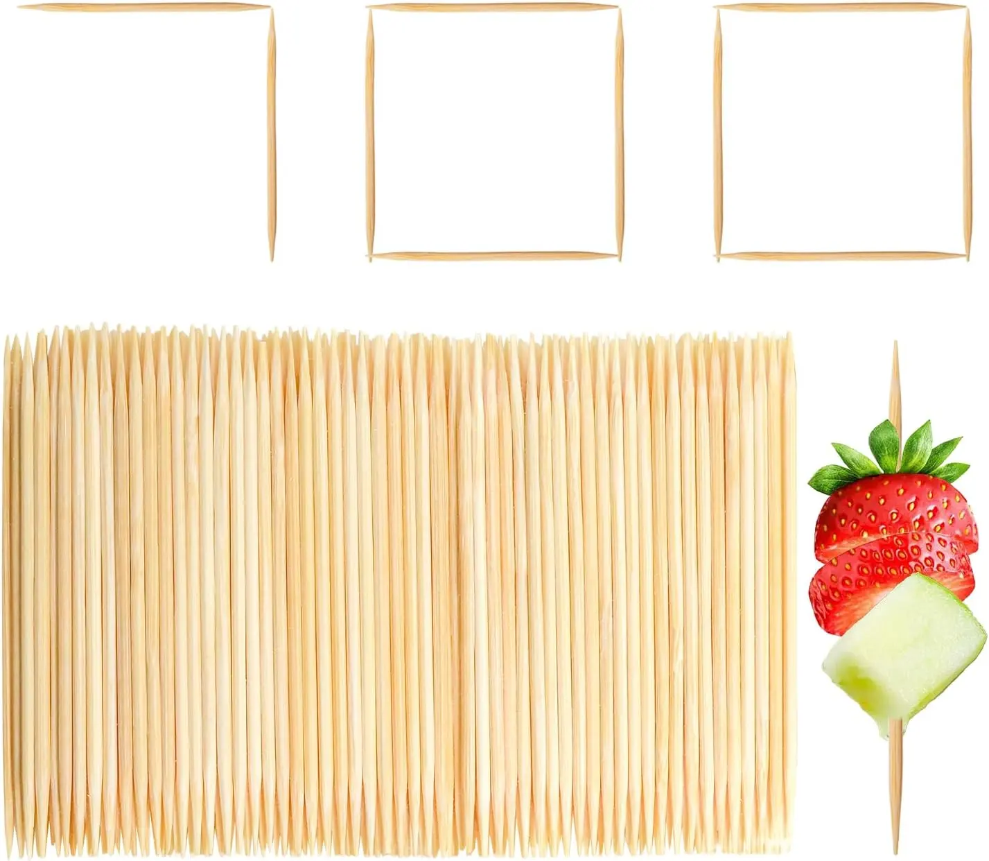 Smooth Bamboo Toothpicks, 700-Pcs 2.5-Inch Double-Pointed Daily Pack for Appetizers, Kitchen Storage, Bulk Picks for Party & Household Use