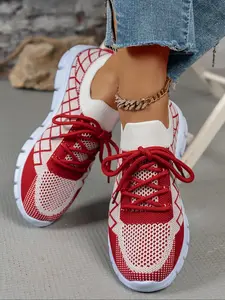 Women's Fashionable Breathable Mesh Sneakers, Casual Comfortable Sports Running Shoes, Female All-match Round Toe Shoes for Daily Wear, Sporty Running Shoes