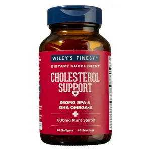 Wiley's Finest Wild Alaskan Fish Oil Cholesterol Support - Heart Health Supplement for Men and Women - 560mg Omega-3s