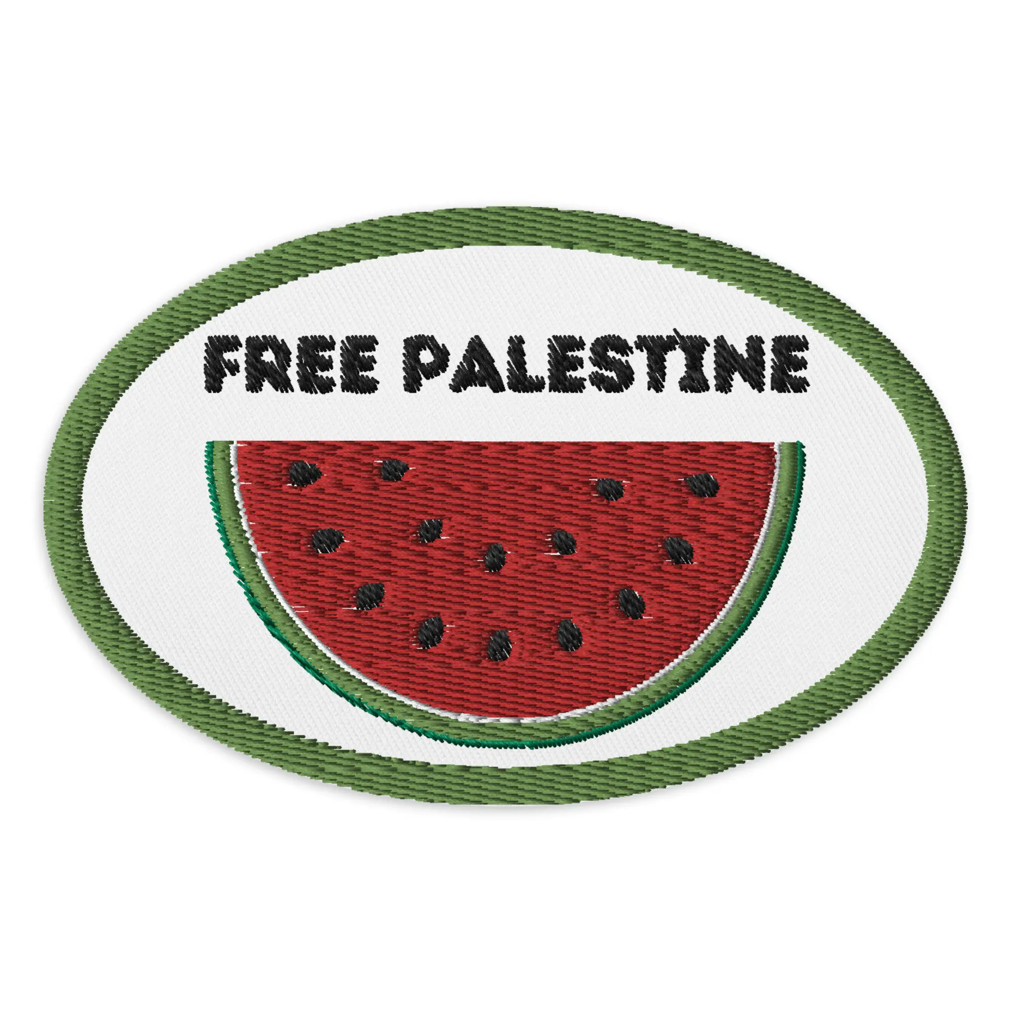 Free Palestine Watermelon Embroidered Patch, Iron-On Free Palestine Cartoon Rectangular Patch