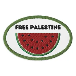 Free Palestine Watermelon Embroidered Patch, Iron-On Free Palestine Cartoon Rectangular Patch