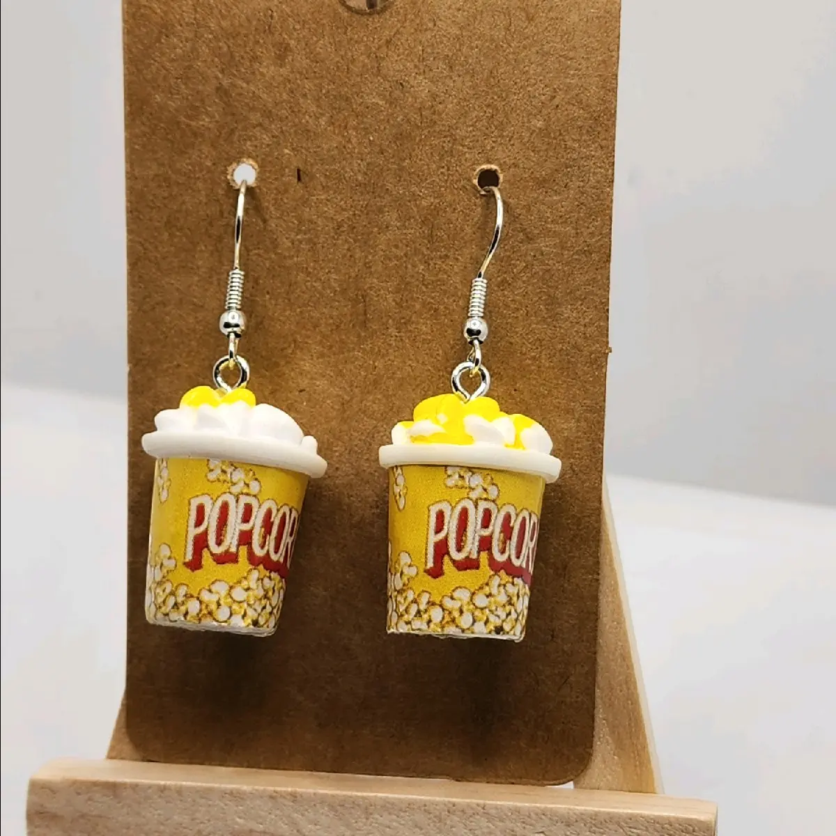Popcorn Earrings Plastic Fun Unique Costume Jewelry for Movie Nights & Casual Outings Unisex Lightweight Comfortable Accessory
