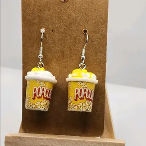 Popcorn Earrings Plastic Fun Unique Costume Jewelry for Movie Nights & Casual Outings Unisex Lightweight Comfortable Accessory