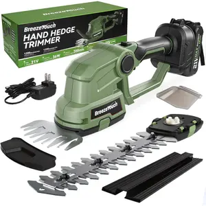 21v Hedge Trimmer, Bush Shear & 2 Blades Grass Tool with 1.5ah Battery and Fast Charger, Light Weight Solution for Lawn and Care