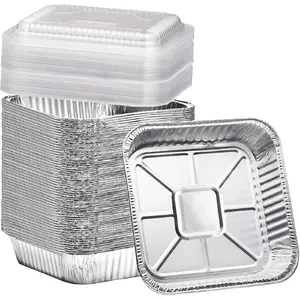 (35 Pack) 8x8 Aluminum Pans with Clear Plastic Lids - Square Baking Cake Pans - Foil Pans with Lids - Disposable Food Containers Great for Cooking, Heating, Storing, Prepping Food