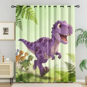 2Pcs Cute Dinosaur Print Blackout Curtains, Light Blocking & Thermal Insulated, Privacy Protection, Ideal for Kids Bedroom and Children's Room Decor, Perfect Gift for Kids