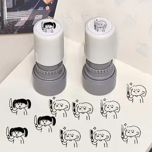 Cute Girl Knife Light Sensing Stamp, High Aesthetic Hand Account Small Stamp, Simple Line Art, Adorable Creative Portable Stamp