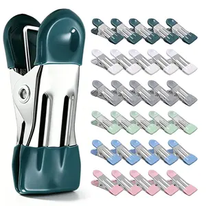 6 Vibrant Colors Metal Clothes Pins 30PCS, 2.17 Inch Durable Stainless Steel Clothespins with Rubber, Heavy Duty Laundry Clips for Clothesline Drying, Photo Hanging, Sealing Food Bags Kitchen Storage Clips